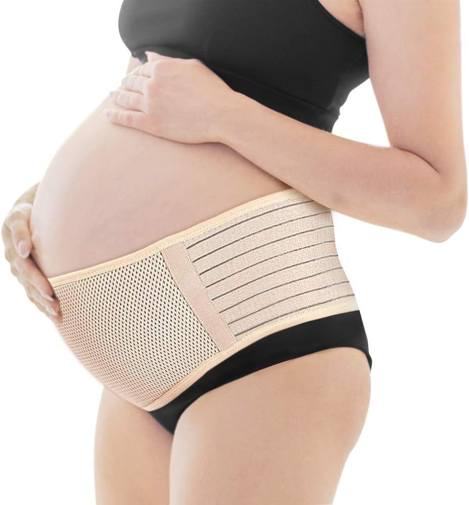 BE AMAZED Maternity Belt- Care Breathable Abdomen Support and Pelvic Support - Comfortable Belly Band for Pregnancy - Prenatal Cradle for Baby - One Size Beige