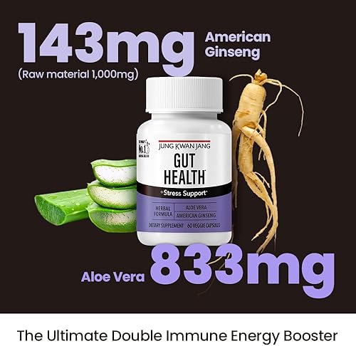 Miniatura 4 de JUNG KWAN JANG JKJ - Soporte para la salud intestinal con aloe vera (833 mg) y Americang Ginseng para la salud intestinal, la digestión, la