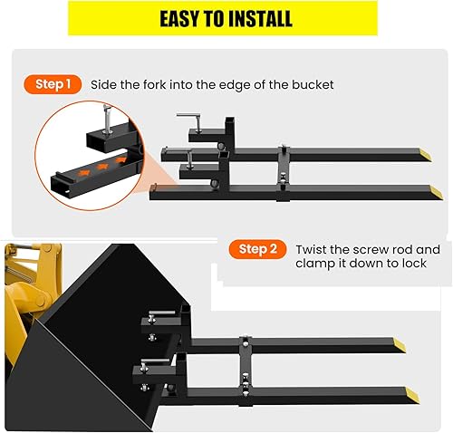 Miniatura 3 de Towallmark Abrazadera de 43 pulgadas en horquillas de paleta, estante de horquilla resistente de 2,000 libras con barra estabilizadora ajustable