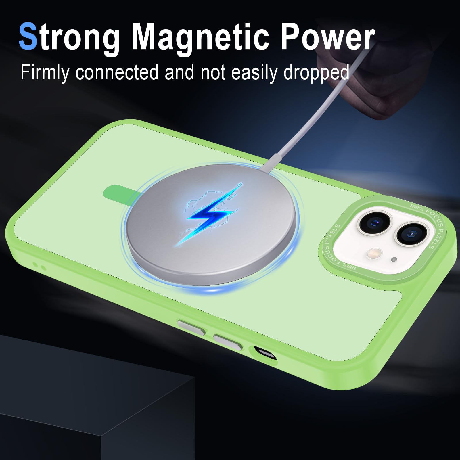 XTCASE Cover Magnetica per iPhone 11 [Compatibile con MagSafe], Custodia Traslucida Opaca Posteriore Resistente ai Graffi TPU Bumper Antiurto Sottile Protettiva Case, Verde