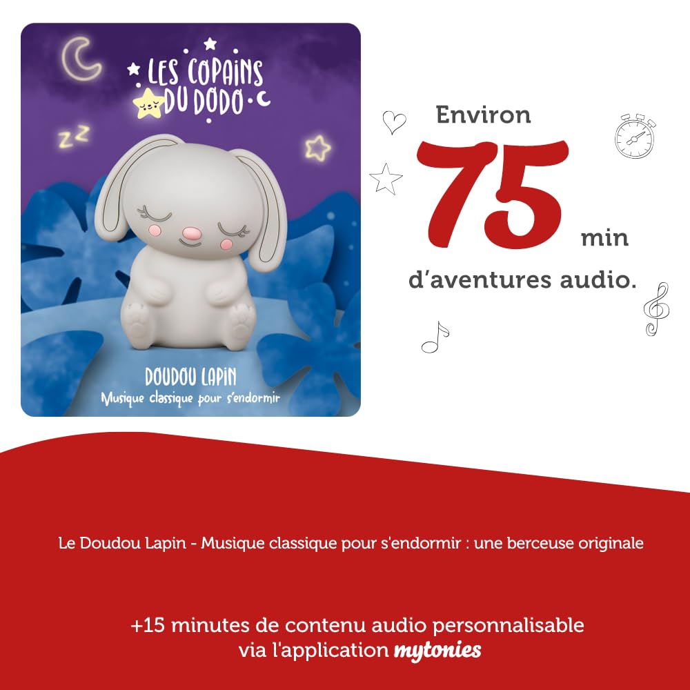 tonies-veilleuse Doudou Lapinou, veilleuse avec berceuses apaisantes pour conteuse Toniebox, audioconte 3 Ans et Plus - boîte à Histoires Vendue séparément.