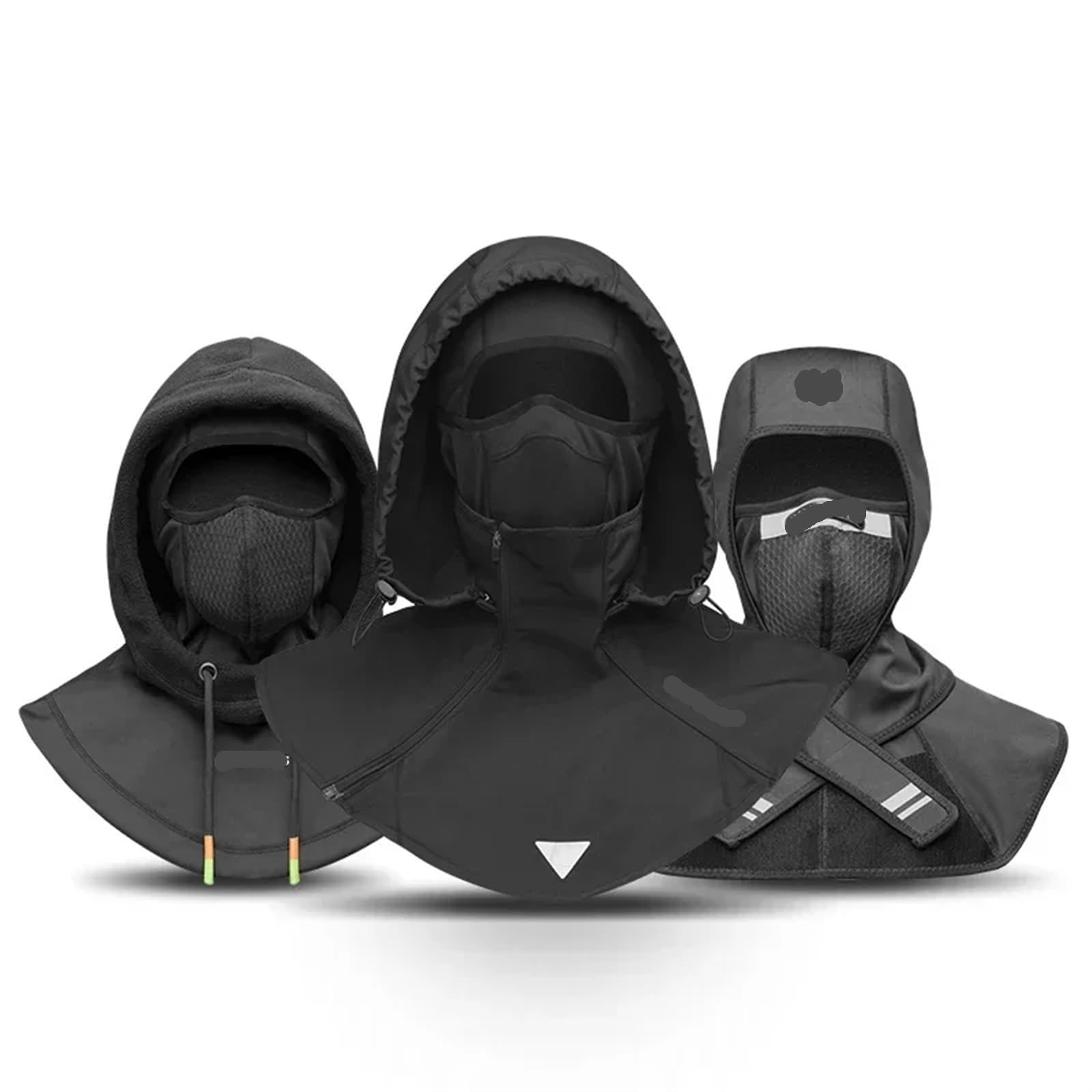Sottocasco Caldo Maschera Invernale da Ciclismo for Donna e Uomo, con Cappuccio, Passamontagna, Calda, Antivento, da Sci, in Pile, a Doppio Strato, for Moto e Scooter(Black)