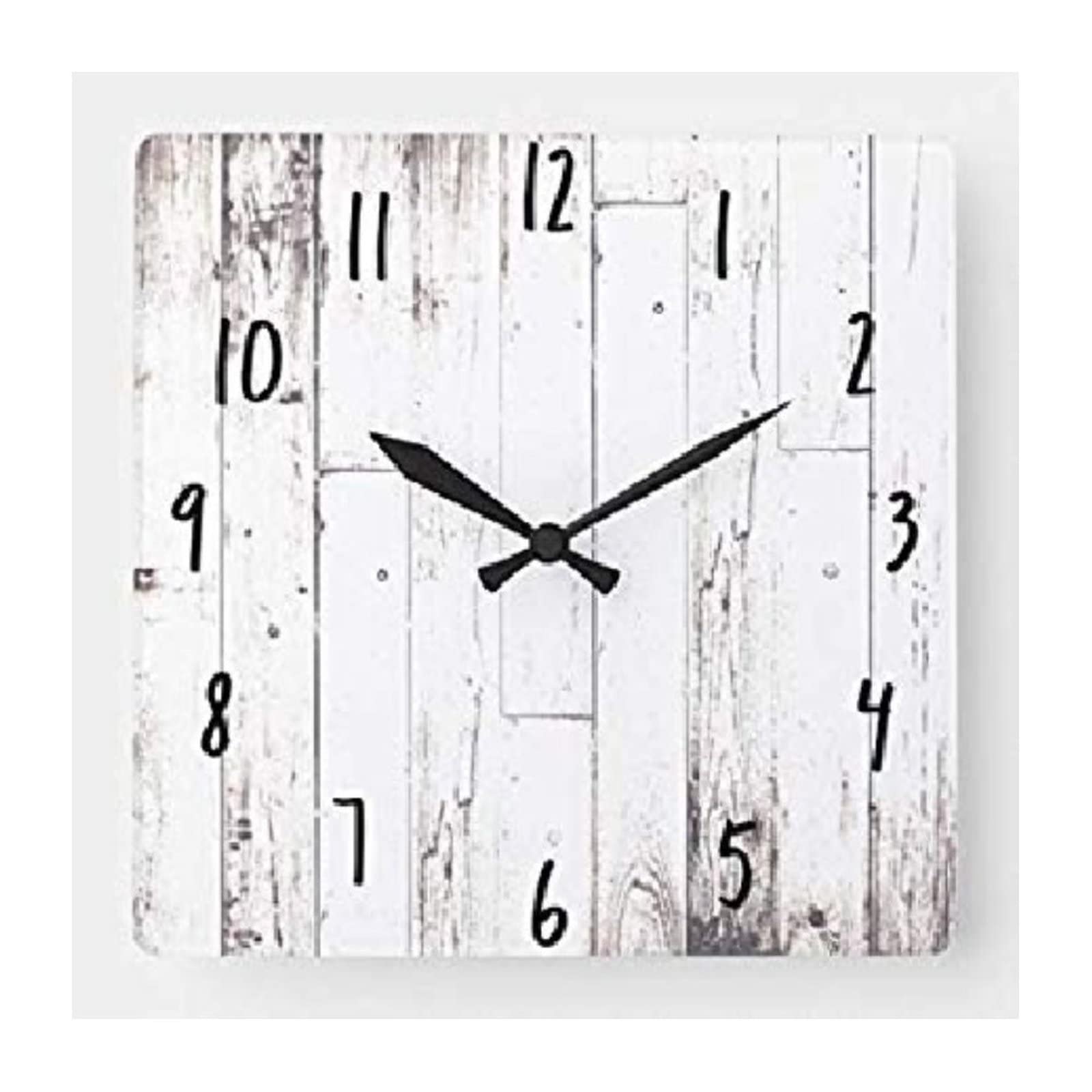 ArogGeld Shabby Chic White Wood Wall Clock Rustic Farmhouse Barn Square Wood Clock 10 Inch Silent Non-Ticking Wooden Wall Clocks Battery Operated Living Room Bedroom Kitchen Farmhouse Decor Birthday