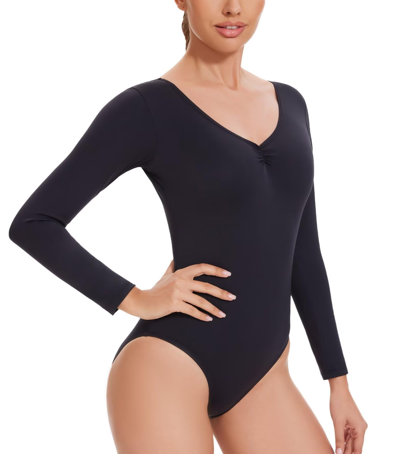 Maillot Ballet de Manga Larga para Mujer, Mallas de Ballet Básicas de Baile Suave y Muy Elásticas para Adultos
