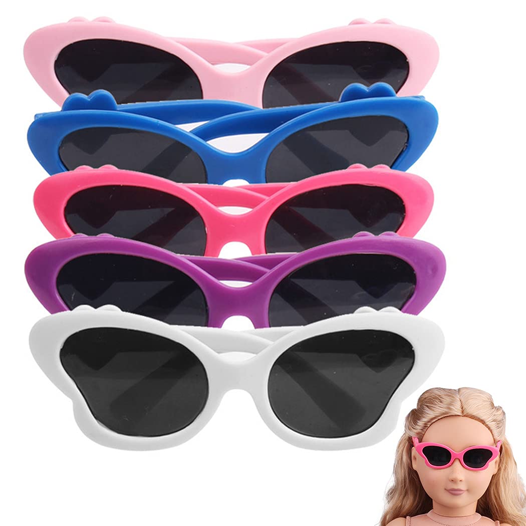 SOWUNO Doll Glasses Fashion 5 Pairs Decorative Small Doll Sunglasses