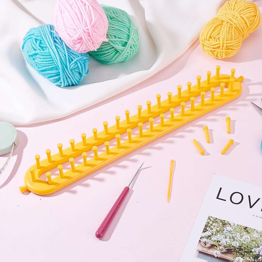 HOBBIESAY Long Knitting Loom 36cm Scarf Knitter Crochet Loom Rectangle Knitting Looms Knitting Kit Orange with Hook Needle for Beginners Scarf Sweater Shawl Blankets Knittings Kit Hole:4mm - Image 4