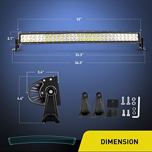 Image of Nilight - 70016C-A 32 inch 180W Curved Spot Flood Combo High Power LED Driving Lamp LED Light Bar Off Road Fog Driving Work Light for SUV Boat Jeep Lamp