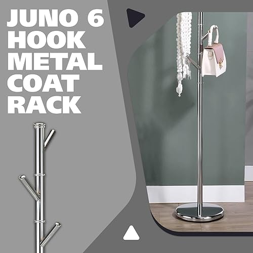 Miniatura 2 de Kings Brand Furniture - Perchero de metal con 6 ganchos color cromado