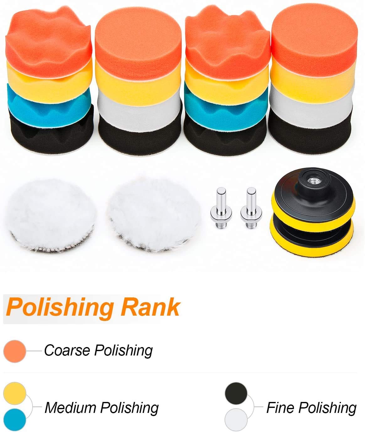 Petutu 3 Inch Buffing And Polishing Pads Kit, 11PCS, Wool And Sponge Pads, Drill Adapter, Suitable For Car Waxing And Polishing, Metal, Plastic, Aluminium, Wood, Glass, Ceramic — Amazon image 9