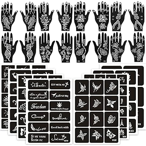 Aresvns Henna Tattoo Stencils 24 Sheets for Women,Reusable Henna Tattoo Templates for Girls,Body Art Temporary Tattoo Stencils Cover