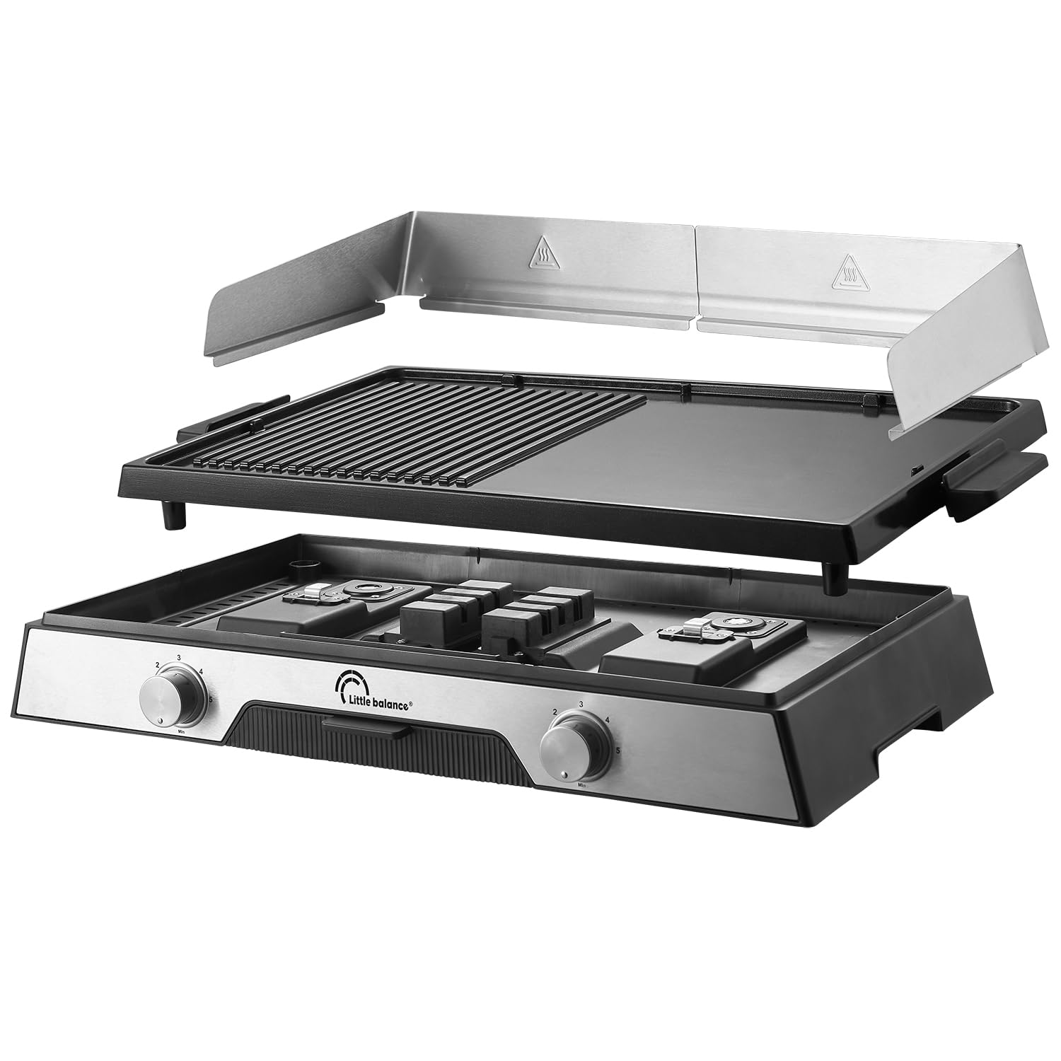 Plancha électrique - LITTLE BALANCE - 8735 - Innov 2200 - Microcéramique sans PFAS, Noir/Inox