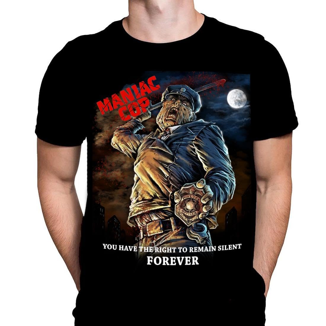 Wild Star Hearts WSH - Maniac Cop Forever - American Action Horror Slasher B-Movie Film Fan Merchandise Men's Black T-Shirt