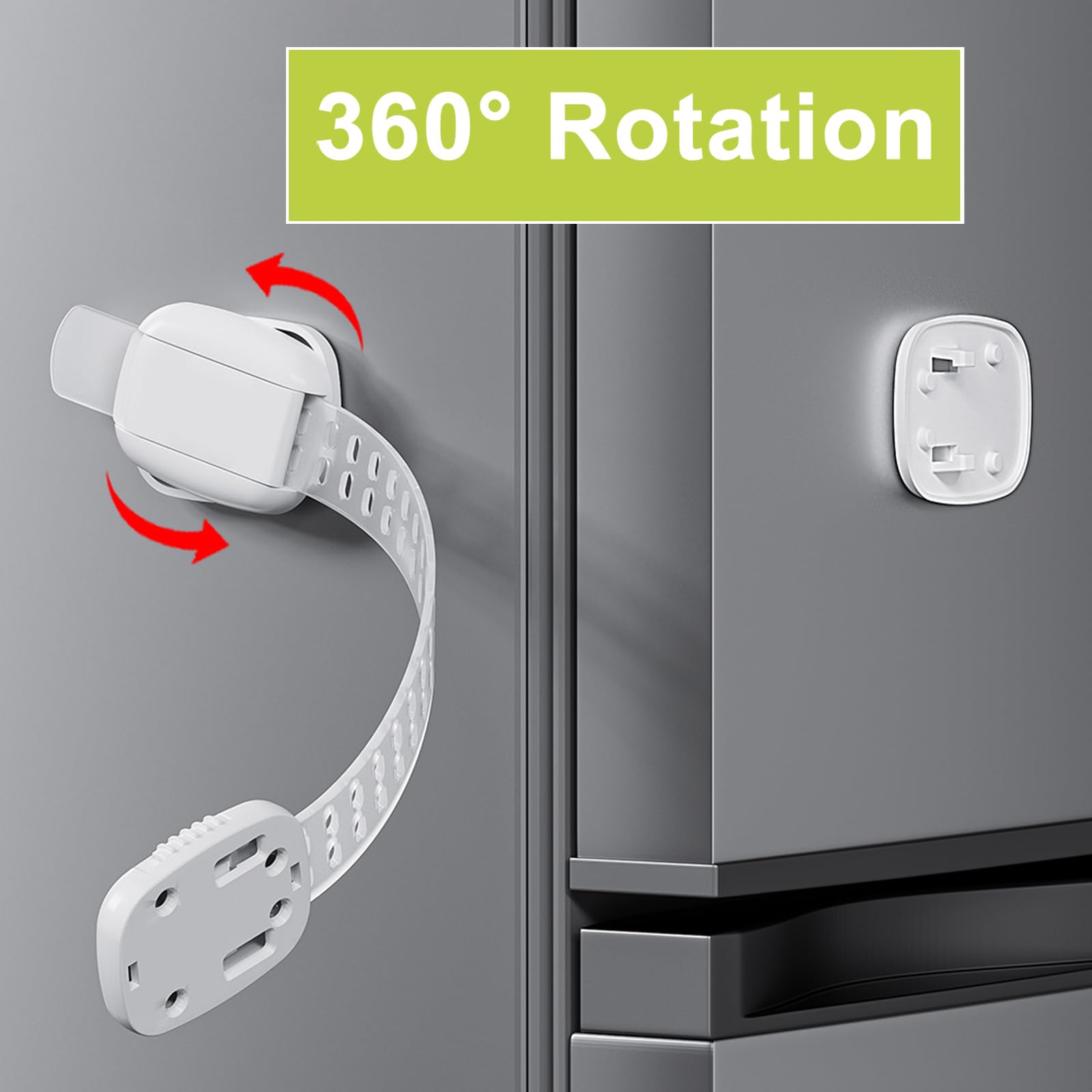 Cierre Seguridad Cajones Bebé 6pcs, Rotación de 360°, Longitud Ajustable, Seguridad Puertas Niños, Seguro Puertas Bebé, Protector Cajones Bebe para Armarios, Nevera, Muebles, Cajones, Hornos, Inodoro