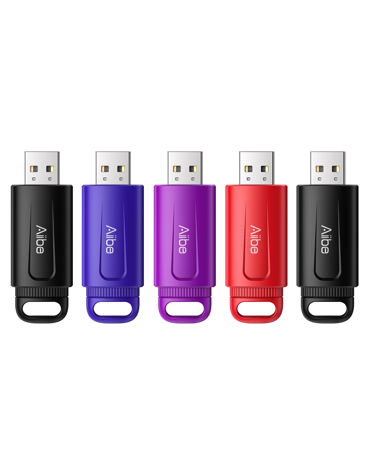 Aiibe Unidad flash de 32 GB, paquete de 5 unidades USB de 32 GB, USB 2.0, memoria USB de 32 GB, unidad flash USB de 32 GB, unidades flash USB a granel, paquete múltiple para laptop (32 GB, colorido)