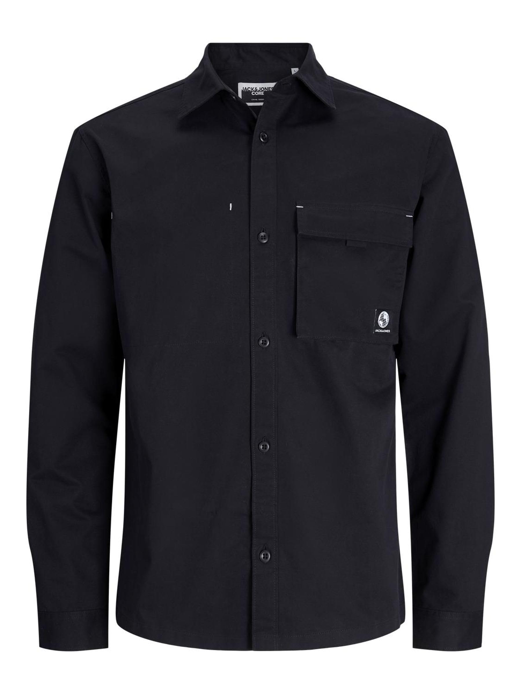 JACK & JONES Men's Jcodust Shirt Ls Sn Polo, Black, L