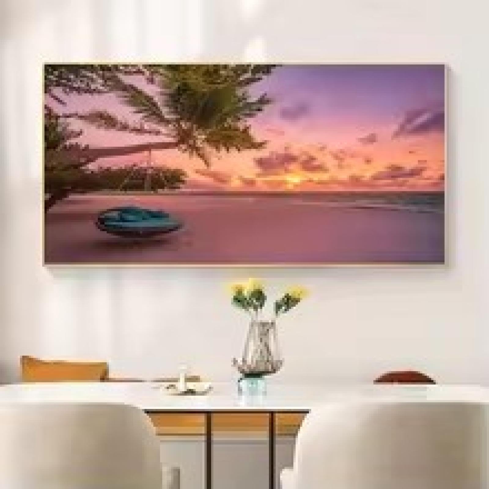 Peinture murale hamac plage 90x180cm pour illuminer un mur sombre