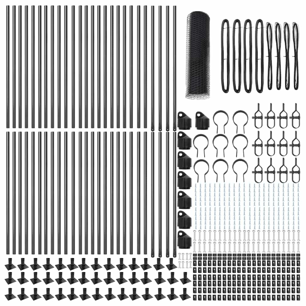 Postes de valla gris de 100 cm, de acero gris con revestimiento de PVC