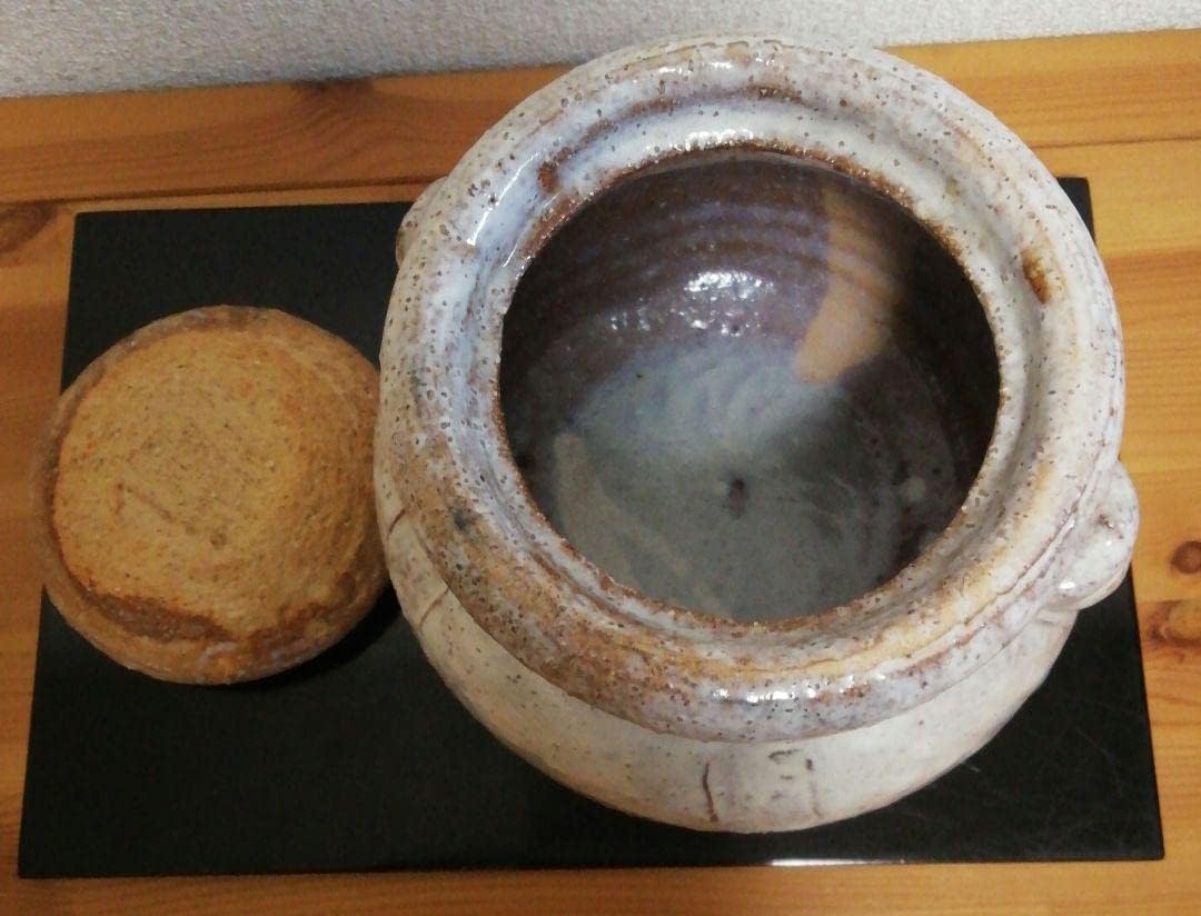 宇田川聖谷作 萩焼 耳付 水指 共箱 共布 茶道具 【公式通販】