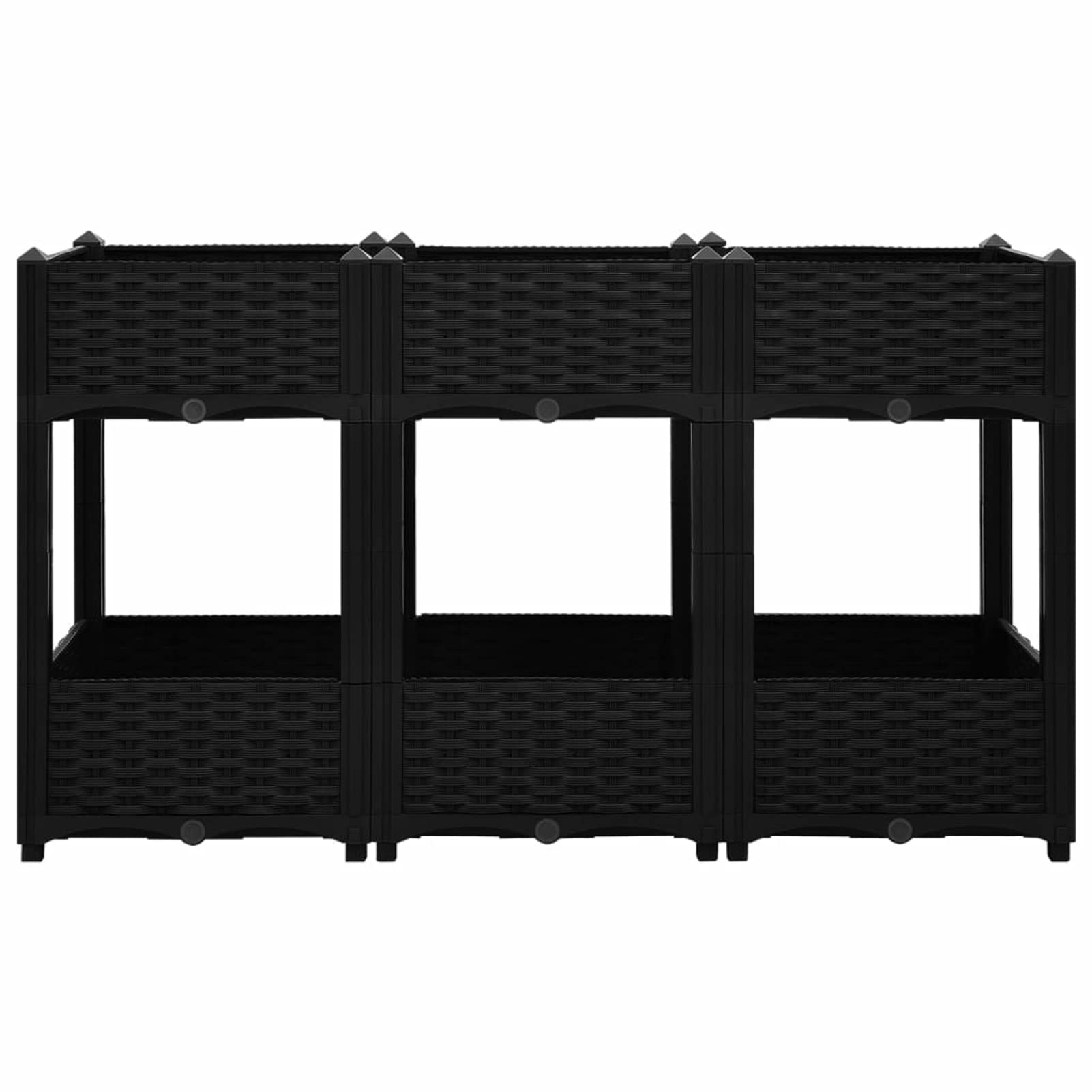 BAZZI Doniczka na rośliny z polipropylenu, czarna, 120 x 40 x 71 cm, podwyższona grządka na kwiaty, doniczka na kwiaty, na taras, balkon, grządkę kwiatową i grządkę ziołową