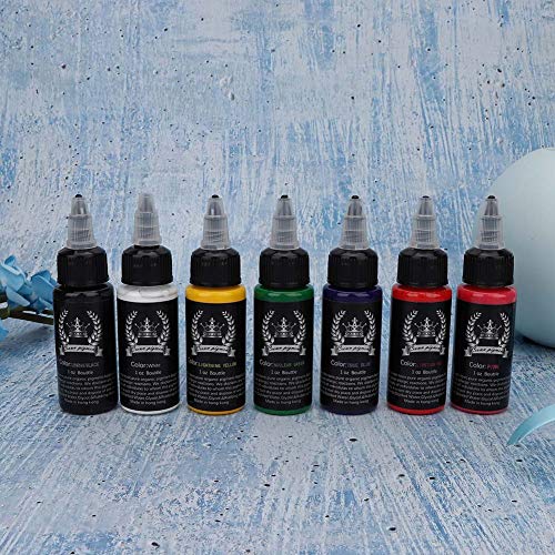 Tattoo Ink Set, 7 Bottles Long-lasting Pigment Ink Kit for Body Tattooing Supply, 30ml/Bottle (7 Corlors) - Thumbnail 3