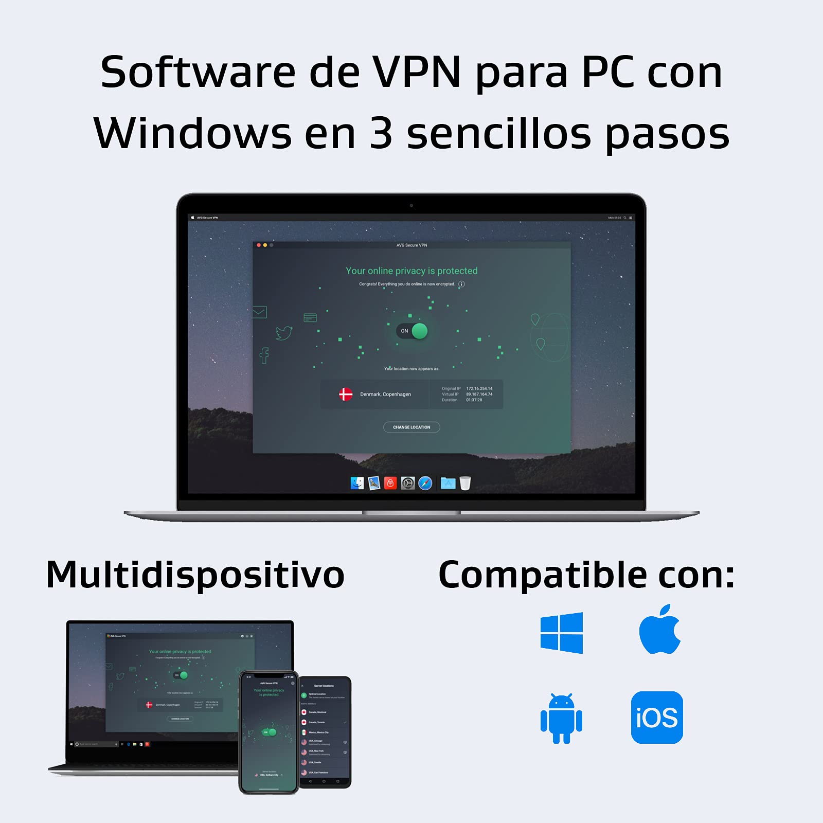 AVG Secure VPN 2026 | 5 Dispositivos | 1 Año | Descarga digital