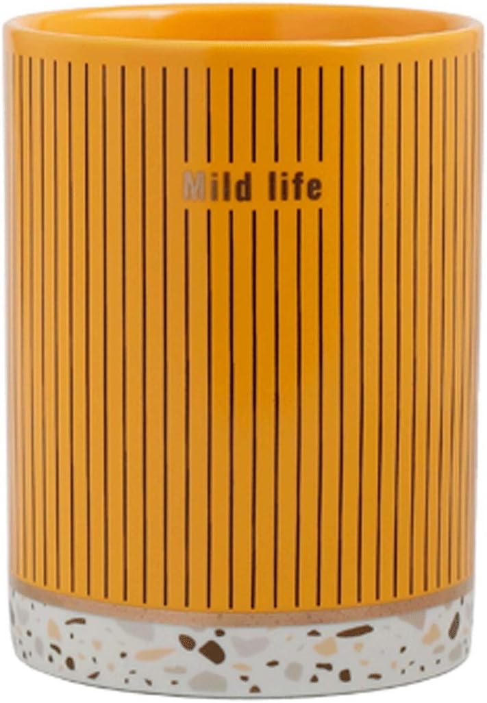 Utensil Holders Creative Stripes Spoon Chopsticks Basket Cutlery Drainer Household Kitchen Utensils Chopsticks Holder Ceramic Utensil Drying Rack, 4 Colors Cutlery Holder for Kitchen (Yellow)