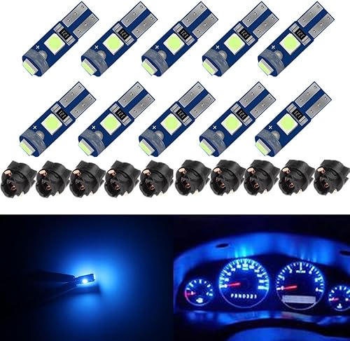 BlyilyB Paquete de 10 bombillas LED de cuña T5 2721 37 74 color azul hielo PC74 de repuesto para salpicadero, panel de instrumentos, lámparas LED BlyilyB Paquete de 10 bombillas LED de cuña T5 2721 37 74 color azul hielo PC74 de repuesto para salpicadero, panel de instrumentos, lámparas LED