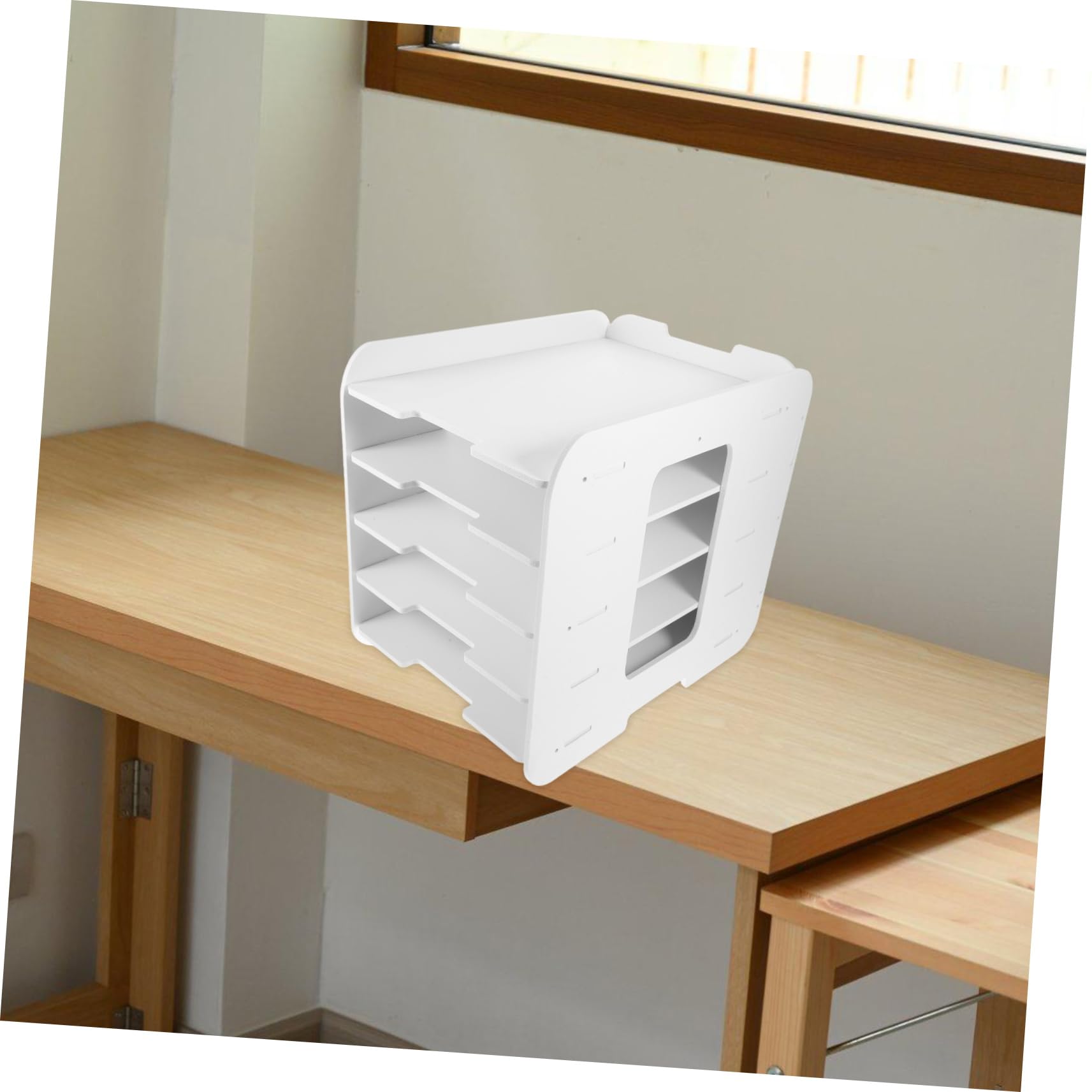 Cartella impilabile da scrivania, in legno e plastica, per ufficio, studio, dormitorio, porta riviste e espositore per documenti, per insegnanti, studenti, impiegati