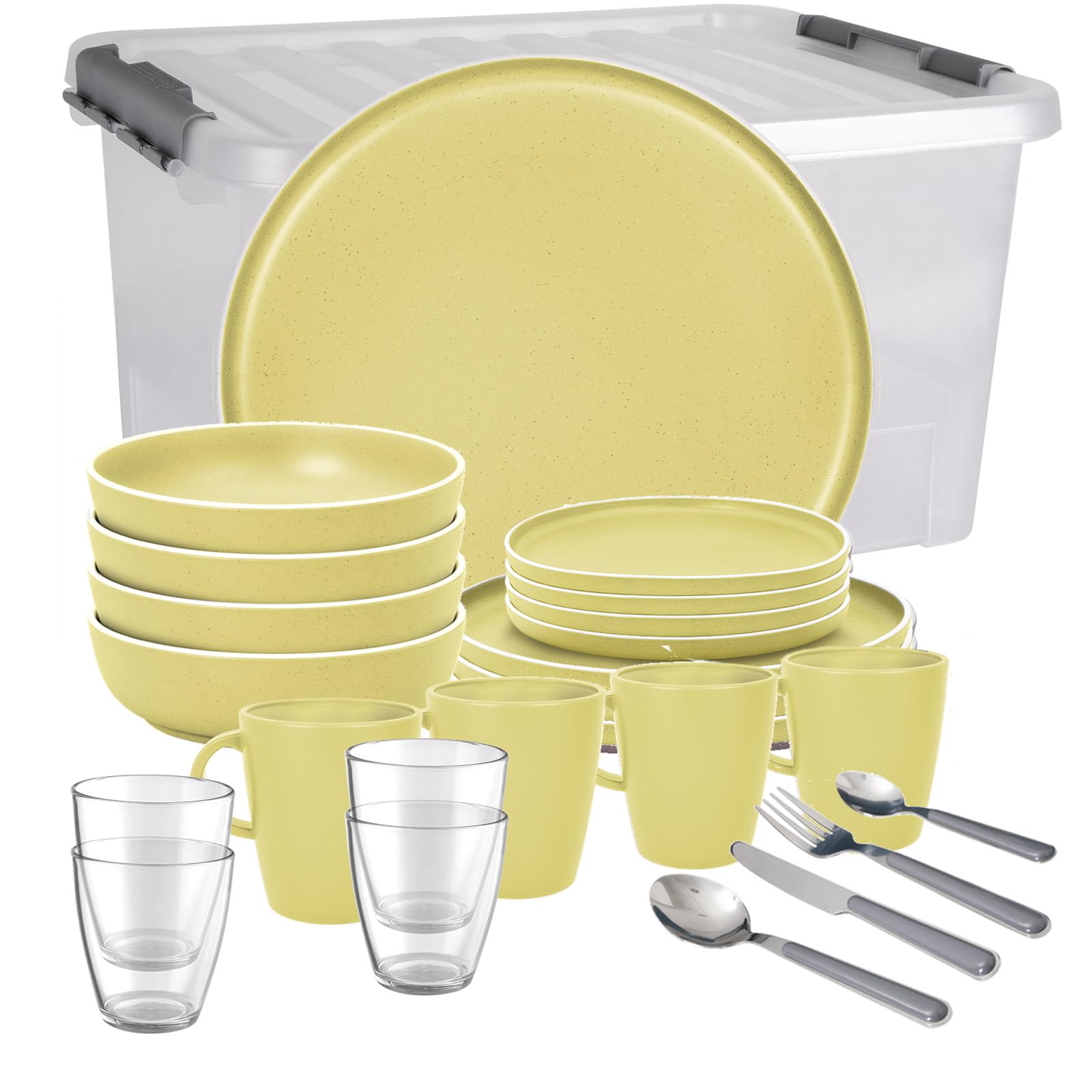 BRUNNER Camping-Geschirr-Set (12 16 oder 36-teilig) DOLOMIT Gelb