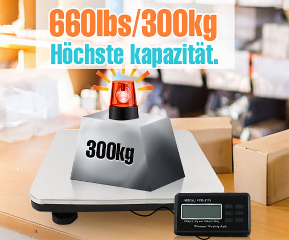 Digitale Boden Tischwaage,220V Paketwaage,Briefwaage 660 lbs/300 kg PlattformWaage,Elektronische Plattform edelstahl LCD display Tischwaage,Digitalwaage,digitale Küchenwaage silber neu