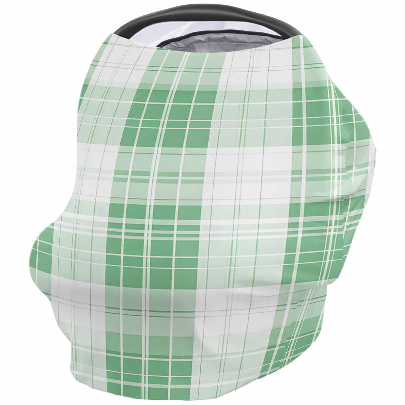 Nursing Cover for Breastfeeding Scarf, Spring Green White Plaid Buffalo Baby Car Covers Super Soft Multi Use for Canopy Shopping Cart Cover Blanket Stroller Cover