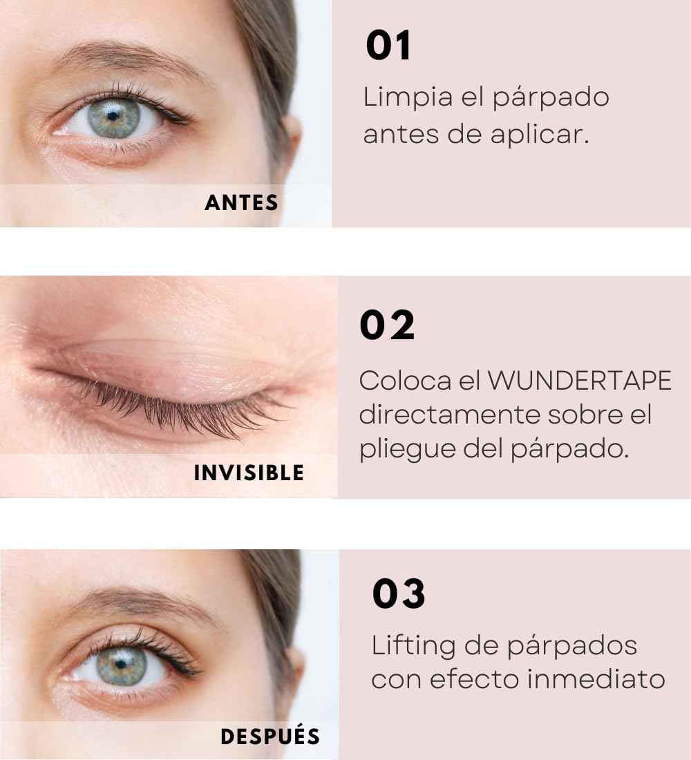 WUNDERTAPE L 144 szt. Double Eyelid Tape Stickers - Cinta Adhesiva Lifting Invisible para Párpados Caídos