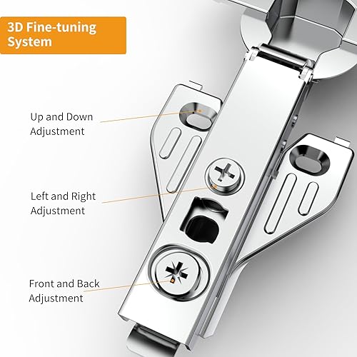 Miniatura 5 de Paquete de 20 bisagras ocultas de cierre suave, hueco de puerta pequeña, placa de clip, puerta de marco facial, bisagra 3D oculta de níquel satinado