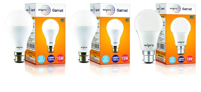 wipro B22D Led White Bulb, (N15001 + N15001 + N11001)