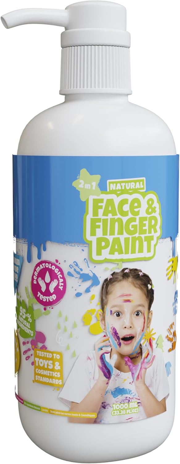 Natural Face & Finger Paint - 1000 ml bottle dispenser - white