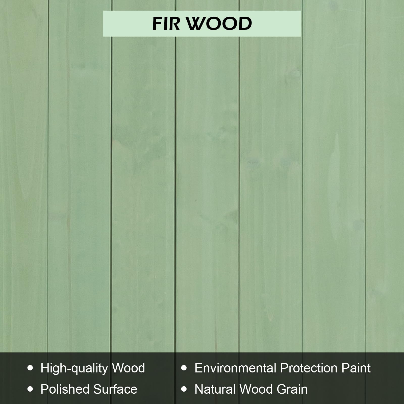 Outopee Wooden Garden Shed with Single Door and Slope Roof, Outdoor Storage Shed, Waterproof Utility Wooden Lockers, 77 x 54.3 x 179 cm, Green — view 5
