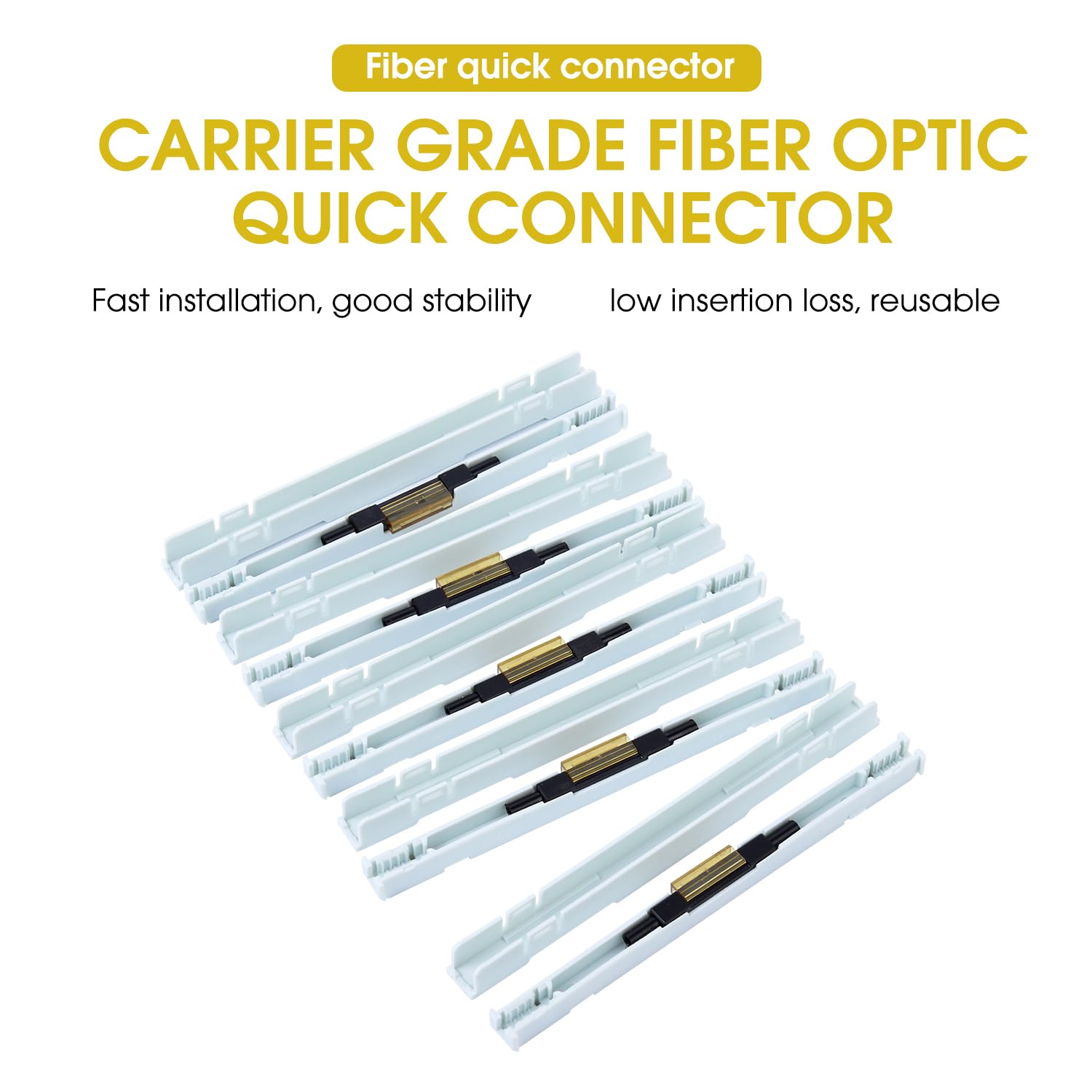 20-Pack Fiber Optic Quick Connector Optical Fiber Mechanical Splice for 2.00 * 3.00mm Fiber Optic Drop Cable