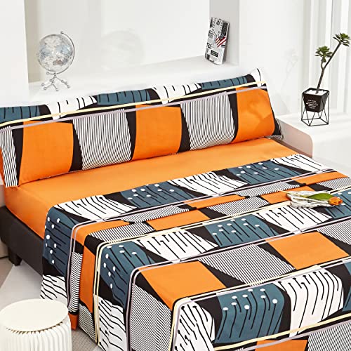 HOMEYA - Juego de sábana Cama 150cm - juego de 3 piezas - sábana encimera 230x260, bajera ajustable 150x190, funda almohada 45x170, Estampada