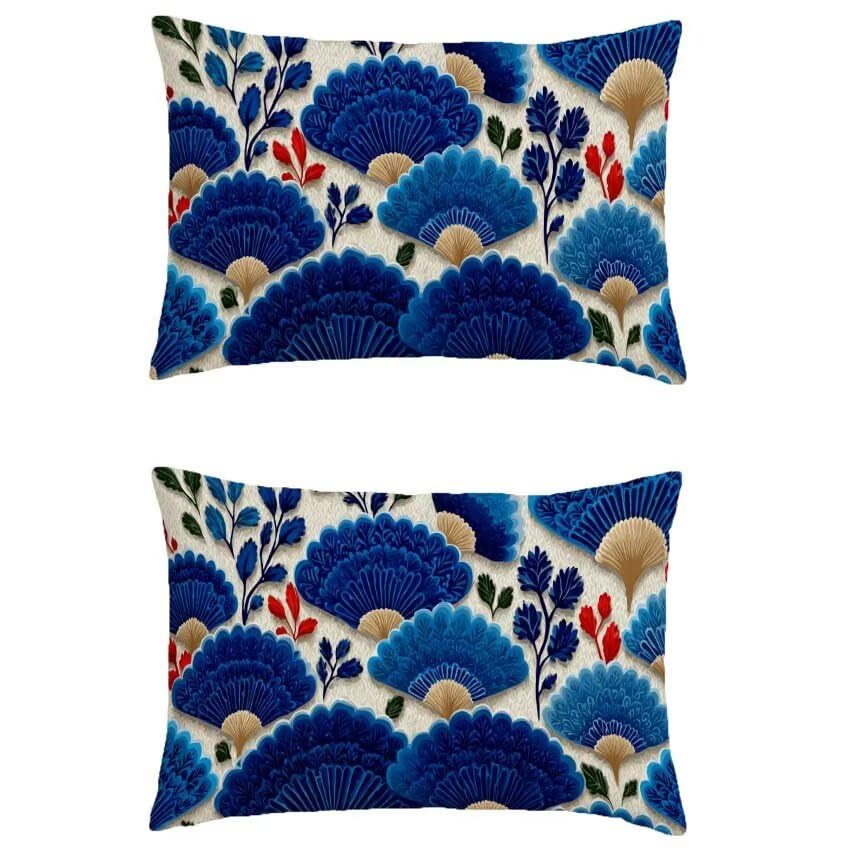 Housse de coussin 50x70 lin imperméable bleu marine taie oreiller rectangulaire pour patio l-m818