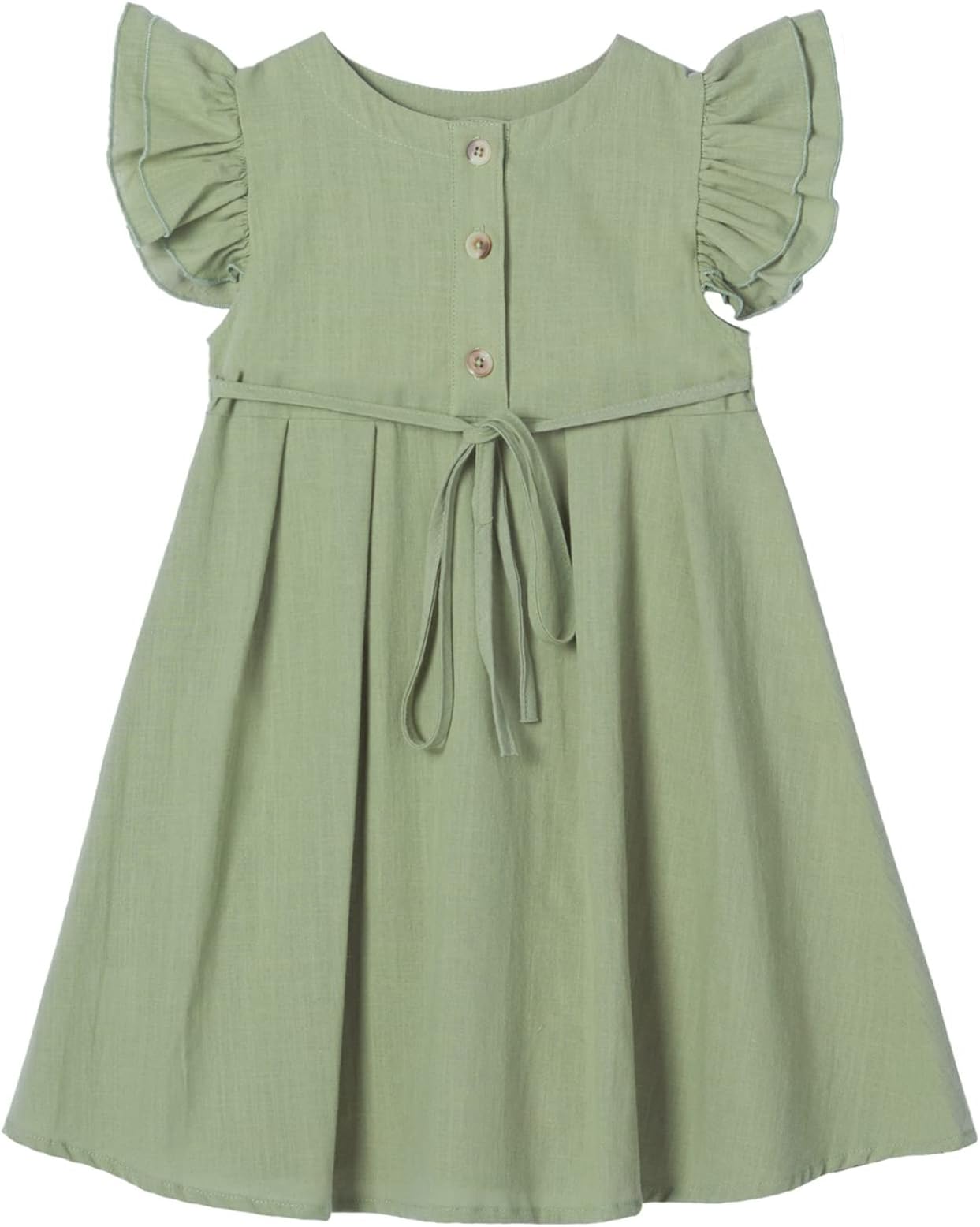 Niyage Little Girls Casual Dress Floral Princess Tutus Toddler Flutter Sleeve Button Down Elegant Dresses
