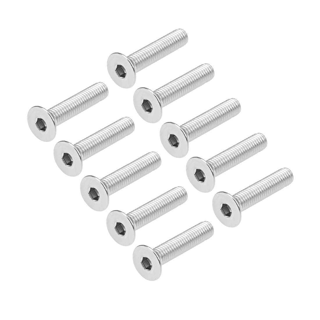 Vis à tête plate hexagonale M8x45mm inox lot de 10 uxcell a19062400ux0145 pour bricolage mécanique