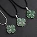 iSTONE St. Patrick's Day Four Leaf Clover Pendant Necklace Green Aventurine Gemstone Pendant Necklace 18