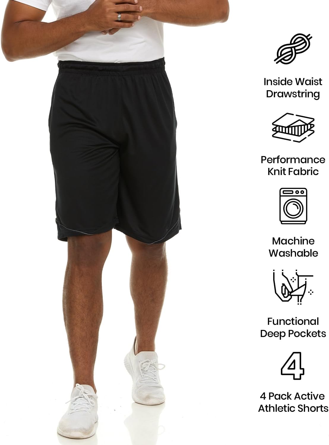 Essential Elements Men’s Athletic Shorts 4 Pack – Quick-Dry Moisture Wicking Basketball, Gym & Workout Shorts with Pockets - Image 4
