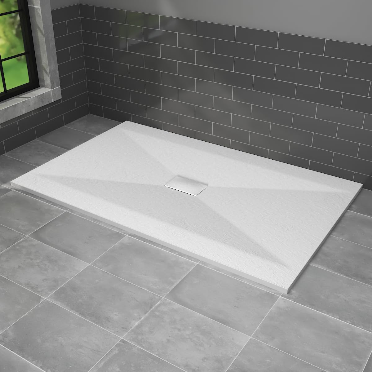 Nrg White 1500X1000mm Shower Base Non-Slip Smc Rectangle Shower Tray With Fast Flow Waste For Bathroom Enclosures