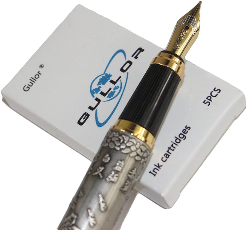 Gullor Chinese Horse M Nib Fountain Pen with Gift Box - Silver, Fountain pen-Silver - Image 5