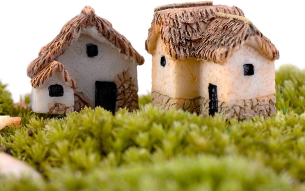 Didiseaon 6pcs Miniature Thatched House Micro Garden Decor Resin
