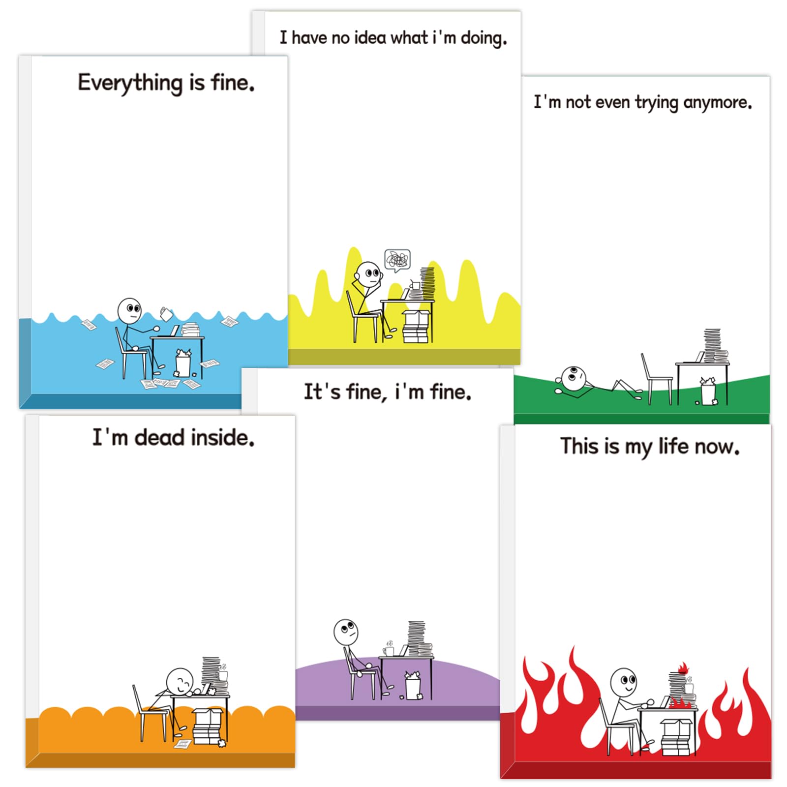 12PCS Novelty Sarcastic Sticky Notes Pads Funny Post It Notes for Work Fun Office Supplies Gifts for Coworkers Teacher Nurse Hilarious Humor Employee