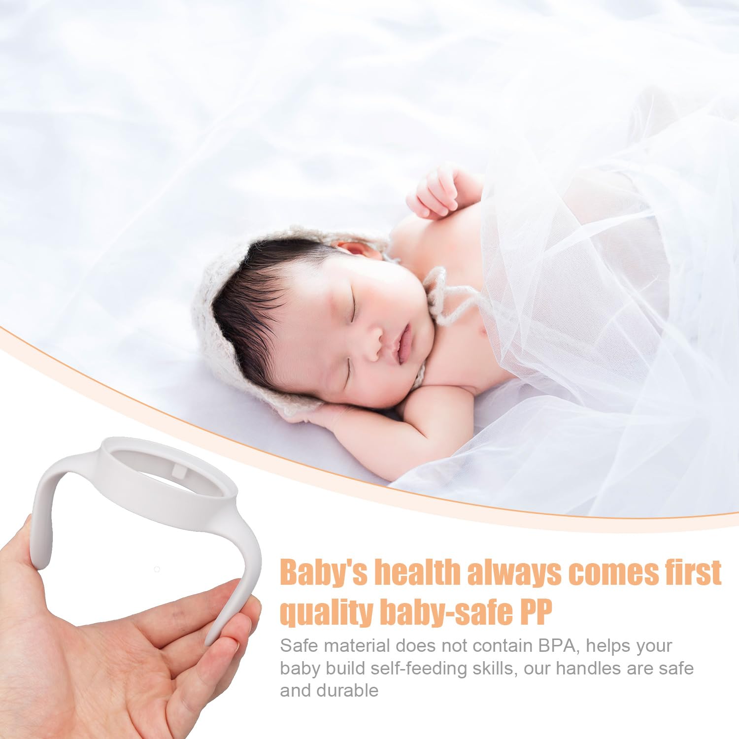 BOXOB 4pz Manici per Biberon per Mam, Supporti Ergonomici Biberon Impugnatura Facile Antiscivolo Ideale Supportare i Bambini nella Transizione al Bere in Modo Indipendente (Bianco)
