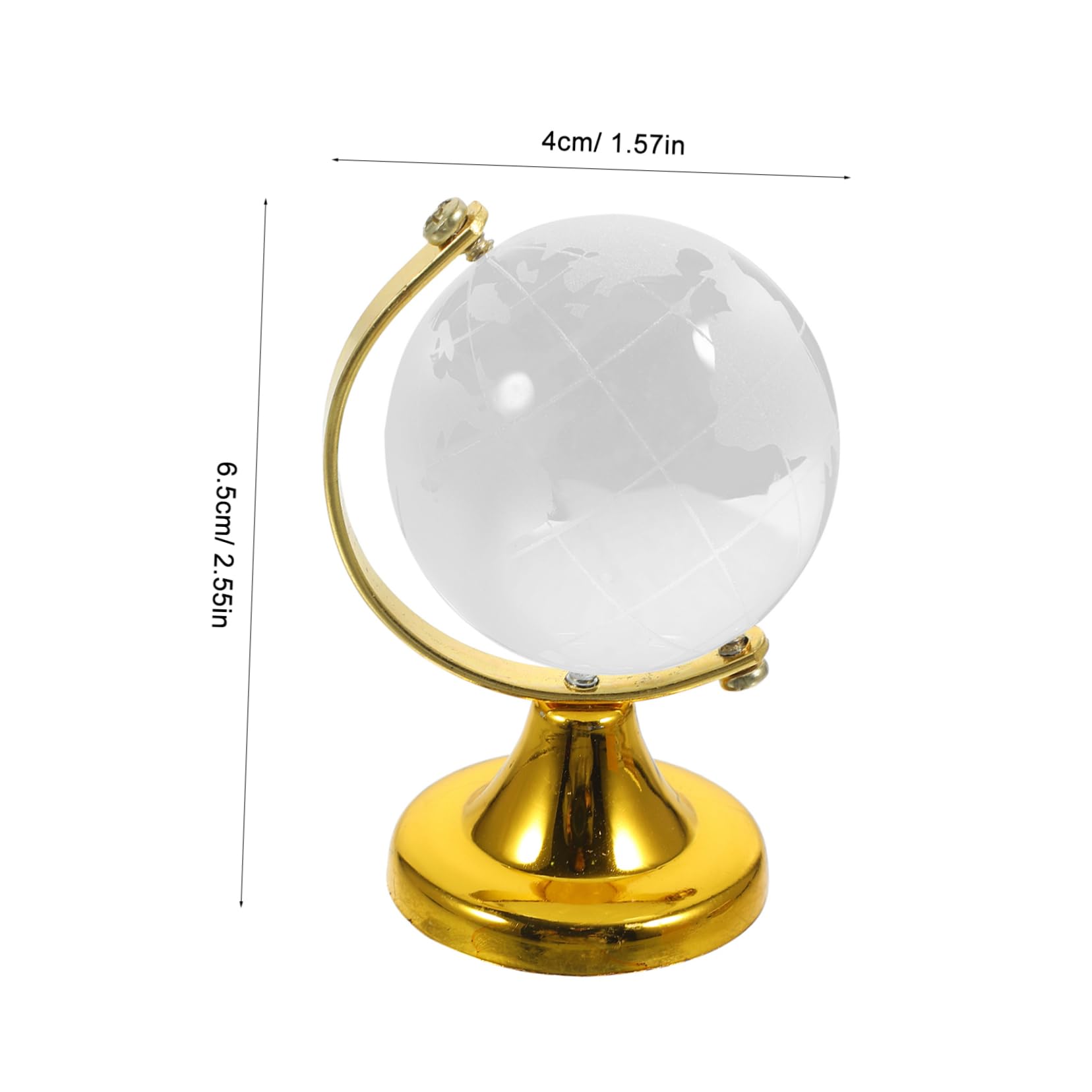 HOODANCOS Crystal Globe Decoration with Stand Transparent World Map Globe Desktop Ornament for Home Office Classroom Elegant Golden Design