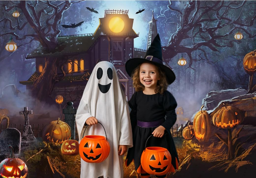 Amazon | Dudaacvt 8x6フィート ハロウィン背景 ホラー 月 夜 怖い